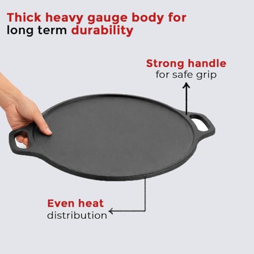 Image of AVIAS Cast Iron Dosa Tawa 30cm Pre-Seasoned 12 Inch | Double Handle Naturally Nonstick Cast Iron Tawa | Gas & Induction Compatible | 100% Pure Toxin-Free Roti Chapati Tawa for Dosa, Uthappam, Naan