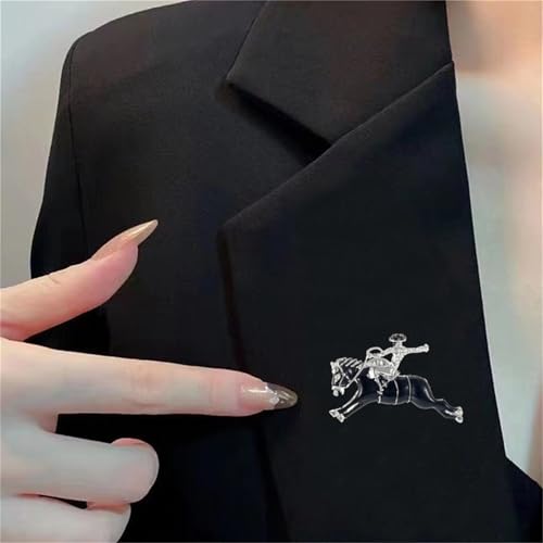 Image of Dreuyet Horse Brooch Pin Horse Racing Suit Lapel Pin for Women Men Rhinestone Antique Gold Horse Animal Brooch Clothing Outfits Accessory Jewelry