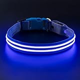 Geekman LED Dog Collar, LED Glow Collar with USB Rechargeable, Comfortable Adjustable Soft Mesh Safety Dog Collar for Dogs(Medium, Blue)