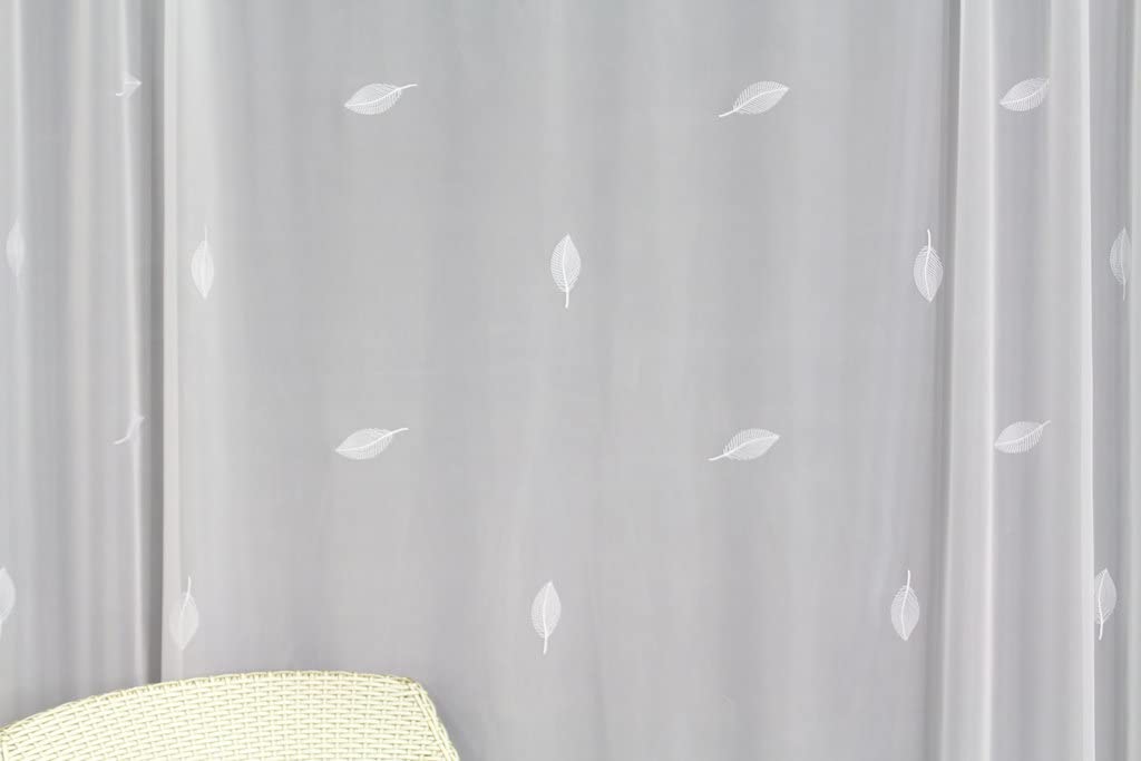 Hochwertige Fertiggardine Voile Store Deko Schal mit Stickerei Faltenband Bleiband Borgo 90 x 750 cm (HöhexBreite)