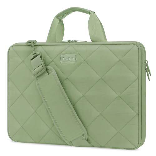 MOSISO Bolsa de ombro de proteção portátil, 15 a 15,6 polegadas, mala acolchoada de camada dupla para computador portátil com fecho de correr anti-roubo, compatível com MacBook Pro de 16 polegadas, Dell, Lenovo, Asus Notebook, verde antigo