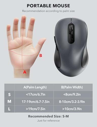 Image of Trueque Wireless Mouse for Laptop, Ergonomic 6-Button Mouse, 10 Pack, Gray | 2.4GHz USB receiver, back /forward buttons, 3 adjustable DPI levels, silent clicks, USB-C adapter, Windows /Mac /Chrome OS /Linux