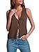 BZB Womens Vests Fashion Casual Sweater Tank Tops Summer V-Neck Knit Vest Button Down Y2k Cute Vest Basic Sleeveless Tunic Brown