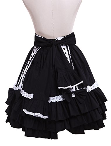 Antaina Black Bow Lace Ruffled Layered Pleated Gothic Cotton Lolita Tutu Skirts3