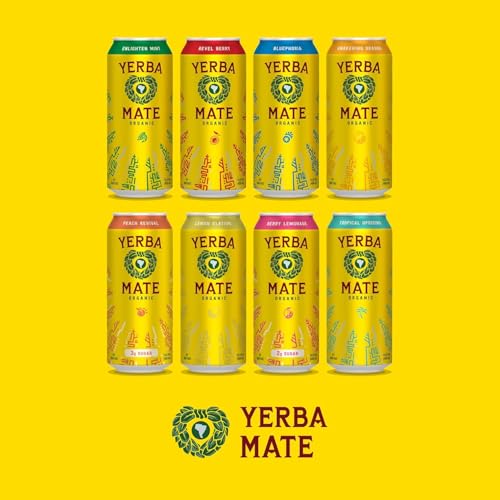 Yerba Madre Organic Yerba Mate, Energy Drink Alternative, Bluephoria, 150mg Natural Plant Based Caffeine, Better for You Energy & Focus, No Jitters or Crash, 15.5 Oz (Pack of 12) (Packaging May Vary)