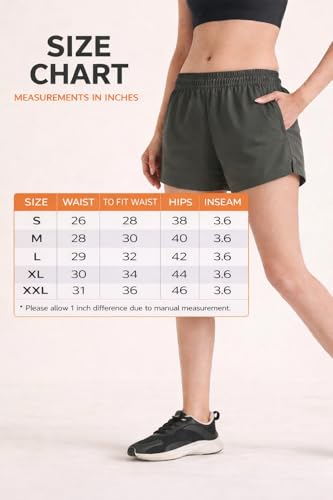 Image of Women's Athletic Running Shorts, Quick-Dry Lightweight Fabric, Elastic Waistband with Inner Drawstring, Side Pockets