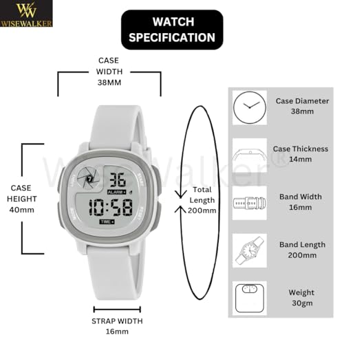 Image of WISEWALKER Kids Digital Sports Watch LCD Display with Light & Alarm Function Water Resistant Wrist Watch for Boys & Girls Unisex Watch
