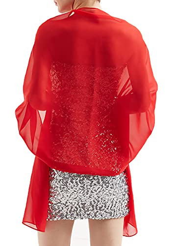 Alivila.Y Fashion Womens Soft Long Wrap Scarf Shawl-Red Chiffon