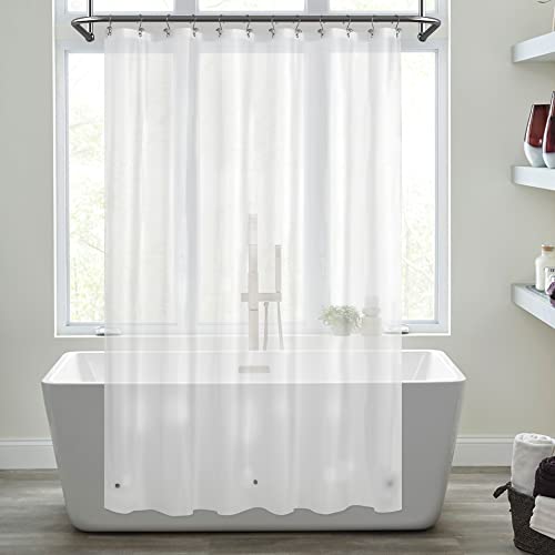 Image of Mrs Awesome Extra Long Shower Curtain Liner with 3 Magnets, Long Frosted PEVA Plastic Shower Curtain for Bathroom Lightweight & Waterproof, 72 x 84, Frost