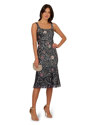 Adrianna Papell Women's Bead Flounce Hem Dress4