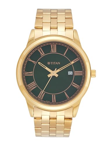 Image of Titan Karishma Festive 3.0 Quartz Green Round Dial Men's Watch | Stainless Steel Strap Material | Watches for Men Analog - 10060YM05