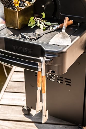 Forged BBQ Plancha spachtel, Grillspachtel, für Gasgrill, Feuerplatte und Teppanyaki, Olivenholz griff