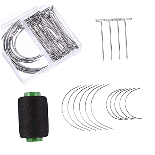 HOODANCOS Wig Model T-pin Curved Upholstery Needles 70pcs T-pins Wig Handmade Boxed 2.5 3 Inches Fashion Sewing
