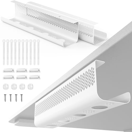 KHAMAL Kabelkanal Schreibtisch 2 Pack - Kabelmanagement unter dem Schreibtisch Schreibtisch Kabelkanal für aufgeräumten Büro- und Heimschreibtisch (Weiß)