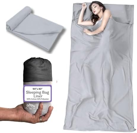 Sleeping Bag Liner XL-Lightweight Adult Sleep Sack -Cotton Blend Summer Sleeping Bag for Adults – Travel Sheets for Camping & Traveling – Compact Camping Bedding-Washable Self Tan Sleep Sack