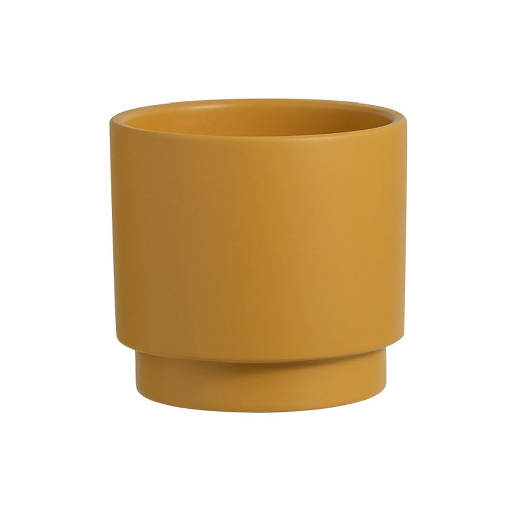 Gelasige One Color Flower Pots Ceramic Flower Pot Modern Minimalist Style Flower Pot Round Tabletop Flower Pot With Drainage Holes Outdoor Flower Pots(M)