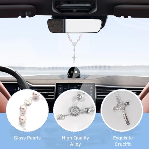 Augeny 2 PCS Rosário de carro para espelho retrovisor, pingente de suspensão de espelho retrovisor p