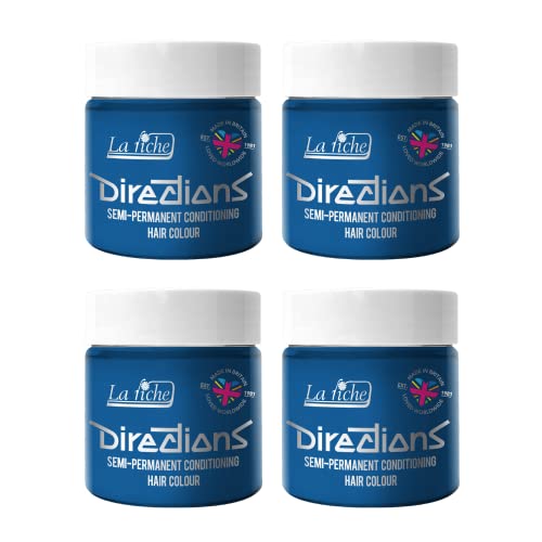 4 x La Riche Directions Semi-Permanent Hair Color Bote de 100 ml (Lagoon Blue)