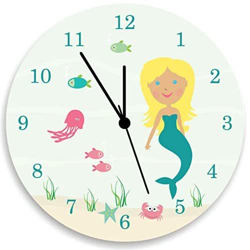 Mermaid WALL CLOCK, Kids Wall Clock, Under the Sea Mermaid