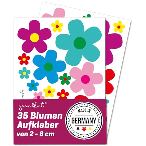 younikat Aufkleber-Set Blumen 35 Blümchen I mehrfarbig bunt I...