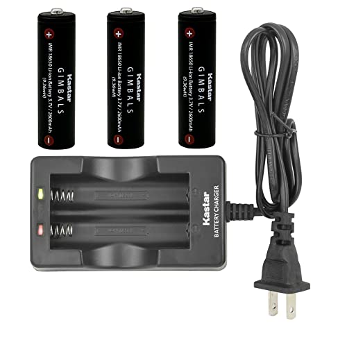 Kastar 3-Pack Battery + AC Wall Charger Replacement for EVO GP GP-PRO RAGE3 RAGE(Gen 1) Gimbal, Zhiyun-Tech GMB-B117 GMB-B118 CRANE V1, CRANE V2, CRANE 3S/SE, CRANE 3 LAB, WEEBILL-S WEEBILL LAB Gimbal