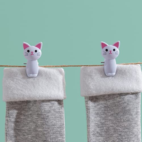 NUOBESTY 16Pcs Windproof Clothes Clips Cat Shaped Clothespins Metal Cartoon Laundry Clothes Clips Clothes Drying Line Pegs Bag Chip Air Drying Clothing Clamps Cat Pegs - Image 2