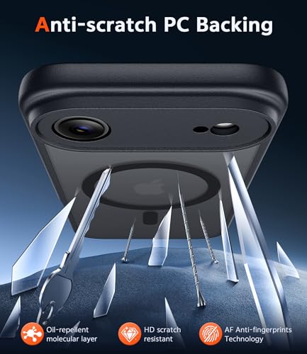 Image of FNTCASE for iPhone Air Case Matte: Magnetic Phone Cases with Screen Protector Drop Proof Compatible with Magsafe Slim Anti Yellowing Rugged Protective Translucent Cell Phone Cover (C-Black)