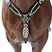 MOUSM Finish Line Western Headstall and Breast Collar Set – Black Alligator Print with Silver Studs & Black-White Conchos – Argentina Cow Leather Gift for Barrel Racing Champions
