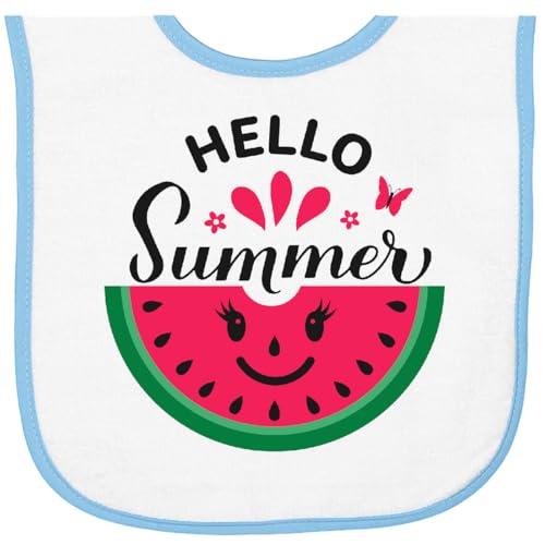 inktastic Hello Summer Watermelon Baby Terry Cloth Bib