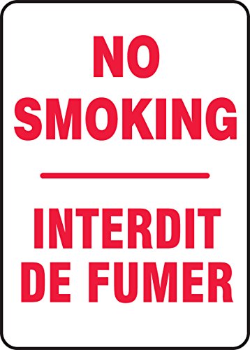 Plaque de signalisation Interdit de fumer Accuform rigide bilingue 14x10"