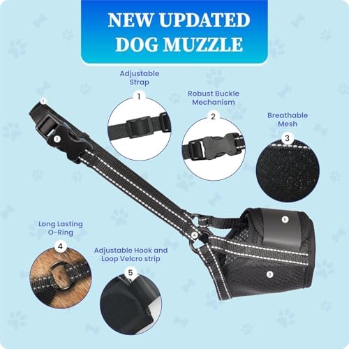 Dog Muzzle Medium Sized Dogs - Soft Muzzle for Medium Sized Dog with Air Mesh | Adjustable Dogs Muzzles to Stop Biting Barking and Chewing that Allows Panting Drinking | Perfect for Small to Large - 4