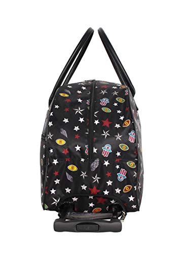 Nicole Miller Designer Carry On Luggage Collection - Lightweight Pattern 22 Inch Duffel Bag- Weekender Overnight Business Travel Suitcase with 2- Rolling Spinner Wheels (Military)