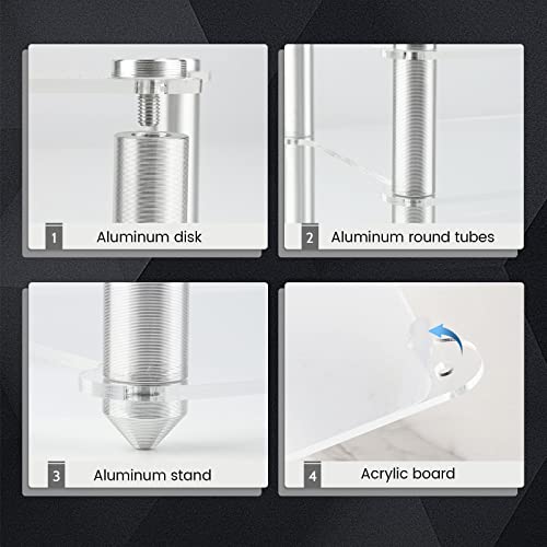 image for KGUSS Mini Audio Component Rack Acrylic 2-Layer Rack Aluminium Holders