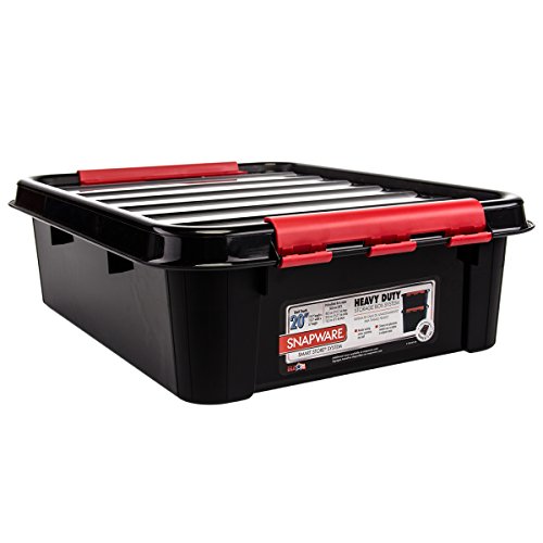 6 Pack 20x15x6 Heavy Duty Plastic Stackable Lidded Storage Containers