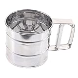 INOOMP Tamizador de Harina de Acero Inoxidable Semiautomático Malla Fina Manual para Repostería y Espolvorear Azúcar Polvo Herramienta de Cocina Resistente y Fácil de Limpiar