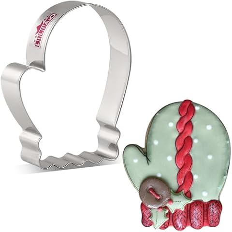 LILIAO Christmas Winter Mitten Cookie Cutter - 3.1 x 4 inches - Stainless Steel Cover