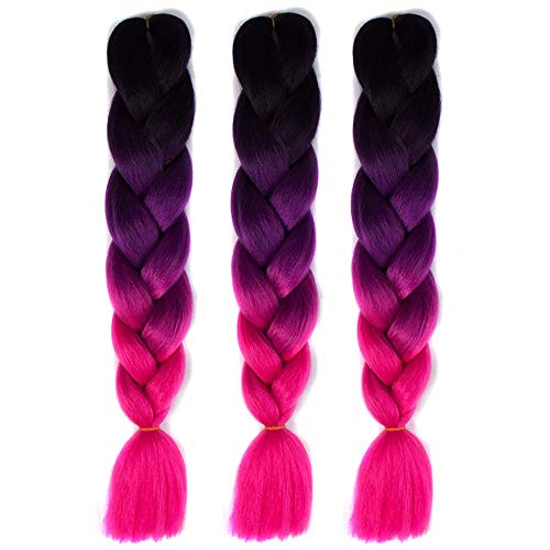 CXYP Ombre Jumbo Braid Hair 24 Inch Synthetic Braiding Hair 3 Pieces Kanekalon Braiding Hair Extensions