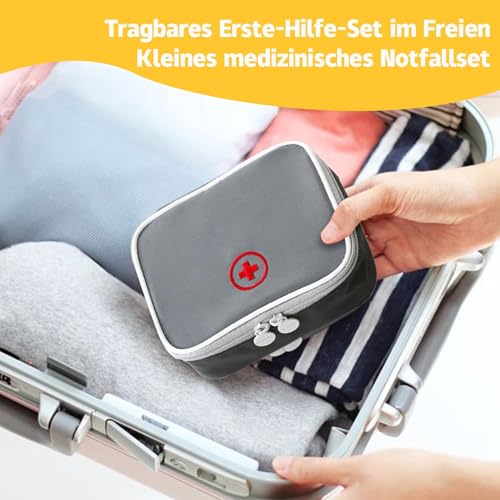 CYXZMYA Medikamententasche,Grau Reiseapotheke,Reiseapotheke Tasche,Erste Hilfe Tasche,Notfalltasche,Erste Hilfe Tasche Leer,Medikamententasche Reise,Square Organizer,für Office,Home,Reisen(Grau)