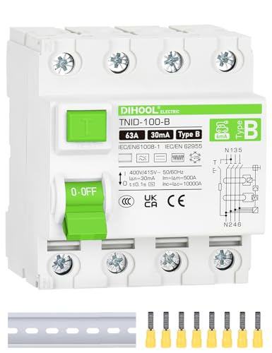 DIHOOL FI Typ B schutzschalter 63A 30mA 4 polig fehlerstromschutzschalter DC 6MA für Ladezubehör Elektrofahrzeuge