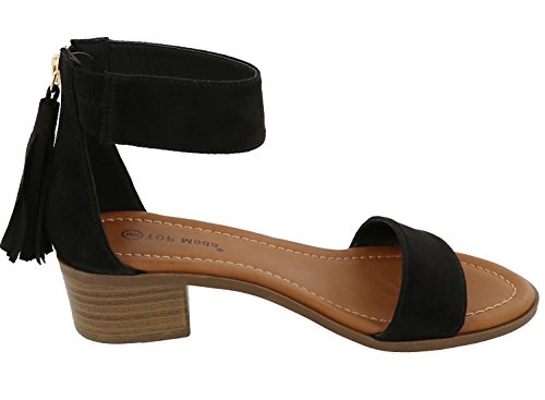 TOP Moda Women's Tassel Fringe Zip Back Block Heel Sandal3