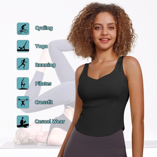 TERODACO Sports Bras Padded High Impact Crop Tops Open Back Push Up Bralettes Gym Running Yoga Tank Tops, Breathable Wireless Quick Dry BX2309 Black M - Image 6
