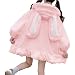 Generic Frauen Süße Warme Jacke Lolita Kleid Japanischer Stil Herbst Winter Kawaii Weiche Lammwolle Rüschen Kaninchenohren Kapuzenmäntel Mädchen Parkas Outwear