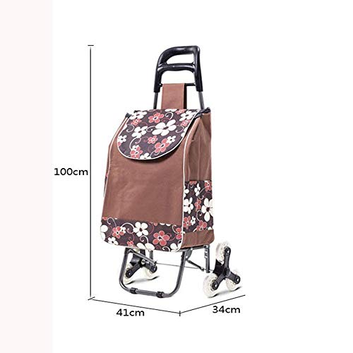 Einkaufstrolley, zusammenklappbar, großes Fassungsvermögen, mit drei Rädern und abnehmbarer wasserdichter Oxford-Tuch… – Bild 3