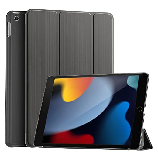 ProCase Fodral Skal till iPad 10,2 tum 2021 9:e Gen/2020 8:e Gen/2019 7:e Gen, Unikt Borstat Fodral, Ultratunn lättviktsställ Smart Cover Case -Grå