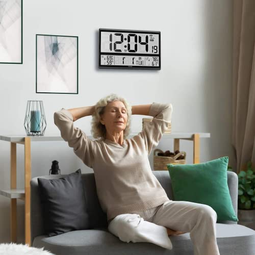 Atomic Clock Doveet-Digital Wall Clock Never Needs Setting/ Easy To Read/Easy Set Up/Indoor Outdoor Temperature-Wireless Outdoor Sensor Battery Powered(4.5" Numbers) #TOP6