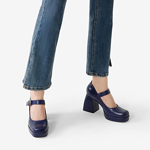 Image of DREAM PAIRS Women's High Chunky Platform Closed Toe Mary Jane Block Heels Square Toe Strappy Dress Wedding Party Pumps Shoes