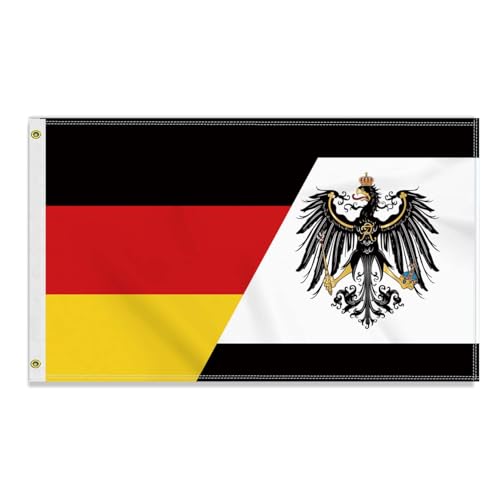 Große 90×150 CM Deutschland Preußen Flagge, großes 150D Deutsch preußisch Freundschafts banner,Strapazierfähige Deutschlandfahne Doube-Seitendruck Dekor Messingösen large Prussia