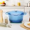 Herogo 6 QT Enameled Cast Iron Round Dutch Oven Pot with Dual Handles, Lid & Silicone Trivet Mat, for Bread Baking Stewing Roasting, Nonstick & Easy Cleanup, Safe for Various Stovetops-Blue #1