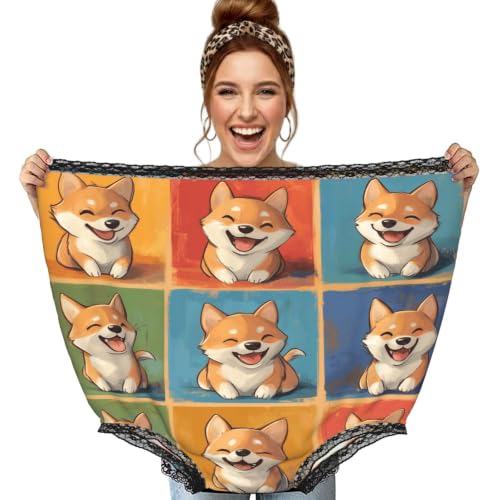 Culotte de mémé noire Shiba Inu Rainbow Gag Gift pour farce et anniversaire