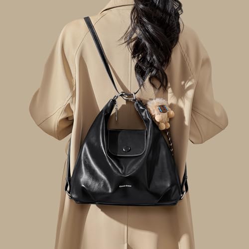 Bolso Tote de Cuero para Mujer Negro miniatura 3